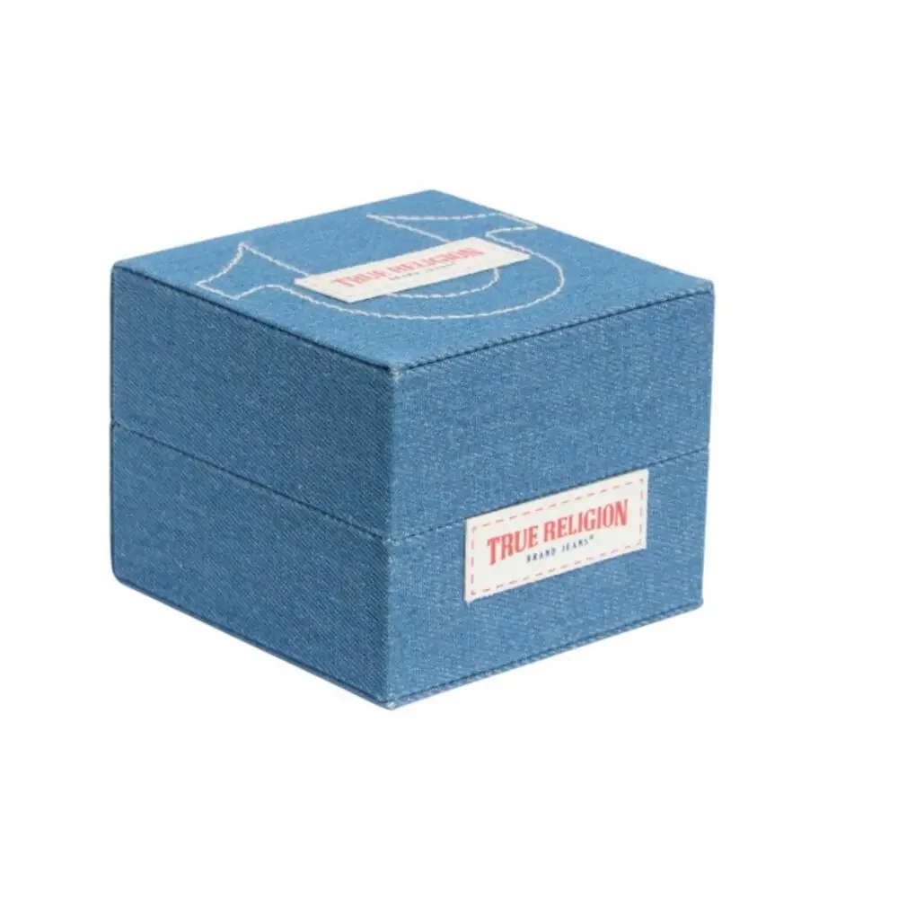 True Religion Mens Buddha Silver Chronograph Bracelet Watch 45mm Quartz Gift Box